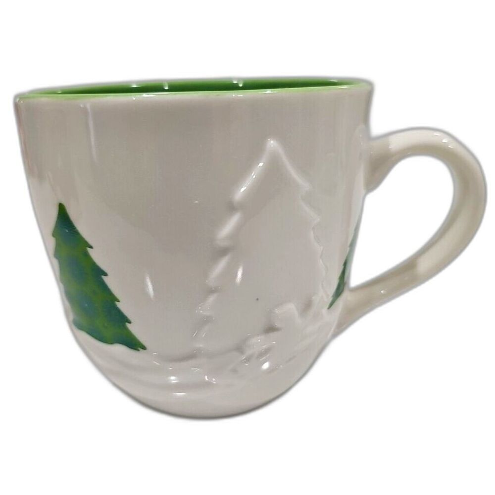 Starbucks Holiday 2006 Embossed Christmas Tree Sledding Snow - 16 oz Coffee  Mug